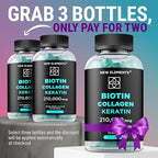 Biotin Gummies with Keratin & Collagen Peptides - Advanced Supplement for Hair Growth Treatment for Men & Women Hair Skin and Nails Vitamins – Biotin 10000mcg | Keratin 100000mcg | Collagen 100000mcg