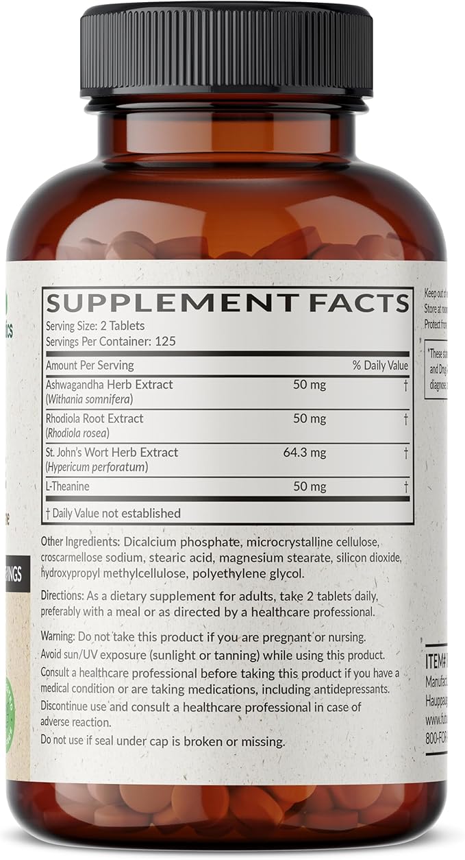 Futurebiotics Chill Pill + Ashwagandha, Rhodiola, St. John’s Wort, & L-Theanine - Non-GMO, 250 Vegetarian Tablets