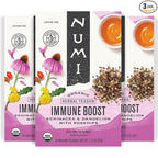 Numi Organic Immune Boost Herbal Tea – 48 Herbal Tea Bags – Caffeine Free Wellness Blend with Elderberry Elderflower Ginger & Lemongrass for Immune Support & Soothing Flavor