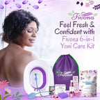 FIVONA Yoni Care Kit 6 in 1 - pH Balanced Natural Yoni Oil, Herbal Soap Bar for Feminine Wash, Detox V Steam Herbs Blue Moon, Foldable Sitz Bath Steam Pot, Hand Flusher and Drawstring Storage Bag