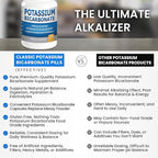 Pure Potassium Bicarbonate Supplement Capsules pH Balance Pills, High Potassium Electrolytes 1200mg Serv. USA Made Bicarbonate Food Grade, Acid-Alkaline Balance Immunity Endurance 120 caps
