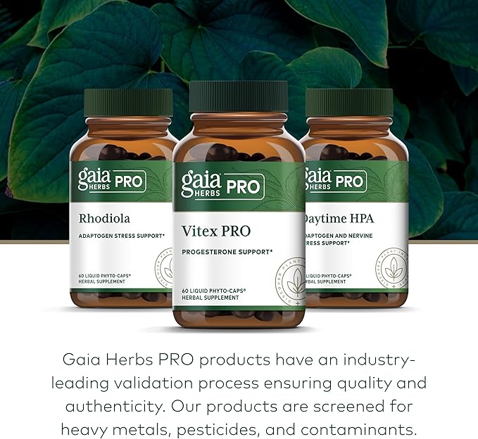 Gaia Herbs Pro Vitex PRO- Supplement Supports Normal Menstrual Cycle & Healthy Menopause* - Progesterone Support Supplement* with Organic Chaste Tree Berry Extract - 60 Liquid Phyto-Caps (30 Servings)