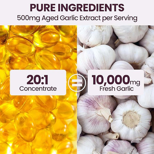10000mg Aged Garlic Extract | 350 Softgels | Odorless Garlic Supplements | Antioxidant Support & Cognitive Function | Pure Allium Sativum 20:1 Extract | Non-GMO, Gluten-Free