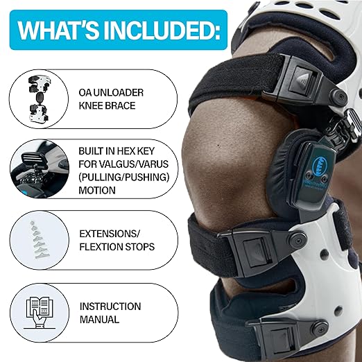 Comfyorthopedic UPGRADED OA Medial Unloader Knee Brace for Men and Women Osteoarthritis & Arthritis Pain Support, Bone on Bone Valgus Varus Joint Offlaoder L1851 L1843 Built-in Hex Key Plus Size Fit Up ot 32in