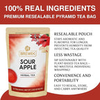 BREWIX, Sour Apple Hibiscus Tea Bags (25 Pyramid Tea Bags) Caffeine-Free Herbal Tea | Apple, Hibiscus, Rosehip | Refreshing Wellness Brew for Any Mood | Hot or Iced Refreshment