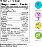 Friska Men’s Daily Gut Support - Digestive Enzymes, Probiotics to Help Break Down Foods, Supports Energy & Nutrient Absorption with Vitamins B6 & B12, 30 Capsules