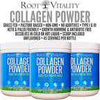 Root Vitality Collagen Peptides Powder - Grass-Fed, Pasture-Raised Hydrolyzed Protein Supplement for Skin, Hair, & Nails - Non-GMO, Zero Sugar Daily Supplement for Men & Women (45 Servings)