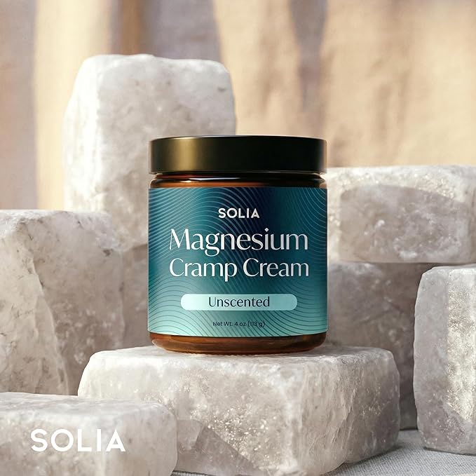 Solia Magnesium Cream, USA-Made Unscented Topical Magnesium Lotion for Feet Soreness, Muscle Balm Mag Oil Body Butter, Foot Cream for Feet, Rub for Muscle Soreness, 4oz