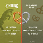 Kindling Protein Pretzels - Dill-Pickle | Protein-Packed Snack Size Bags | Kosher | 8-9g Protein Per Serving | No Artificial Flavors, Soy-Free | Lunches, Office Snacks, & On-the-Go | 16-Count (1.06oz Bags)