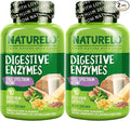 NATURELO Digestive Enzymes - Full Spectrum Support with a Broad Blend of 15 Enzymes Plus Ginger - 90 Vegan Capsules (Pack of 2)