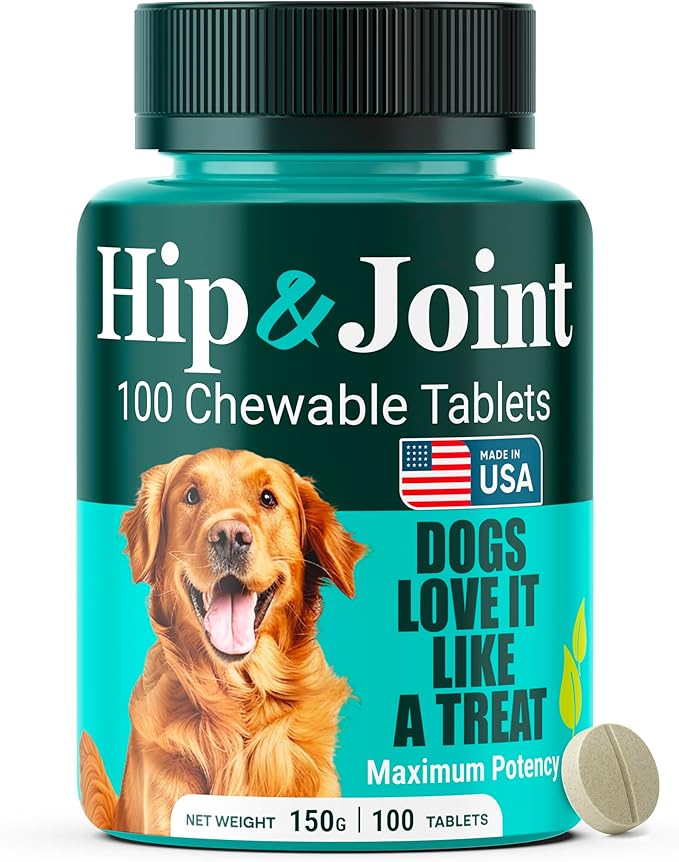 Natureflow Hip & Joint Supplement for Dogs, 300mg Green-Lipped Mussel for Dog Arthritis Pain Relief, Glucosamine, MSM & Chondroitin, Zero Sugar, Large Medium Small Breeds, 100 Chewable Tablets