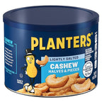 PLANTERS Lightly Salted Cashews, Cashew Halves & Pieces, Plant-Based Protein, 8 Oz Canister, Great Party Snack (Pack of 2)
