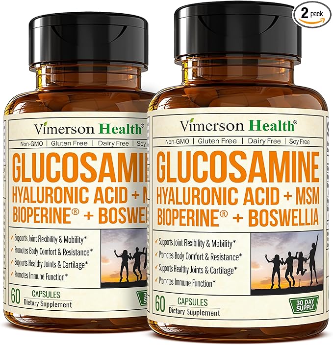 Joint Support Supplement with Glucosamine Sulfate, Hyaluronic Acid, Boswellia & MSM – Supports Joint Health, Mobility & Bone Strength – for Daily Use – FSA Eligible 2 Pack