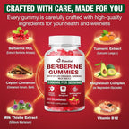 Berberine Gummies 2000mg - Natural Organic Berberine HCL Supplement - Vegan, Non-GMO, Gluten-Free - Delicious Raspberry Flavor - 120 Count