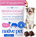 Native Pet Skin & Coat Chews - Omega 3 Fish Oil for Dogs Skin & Coat Supplement - Itch Relief, Shiny Fur & Shedding Support - Collagen, Hyaluronic Acid, Biotin, Probiotics & Salmon Oil - 60 Chews