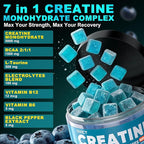 99.99% Creatine Monohydrate Gummies for Men Women 5g, 7-in-1 Pre-Workout Complex with BCAA, Taurine, B12/6 & Electrolytes, 6X Boost Energy, Muscle Strength & Recovery, Brain Focus, Vegan, Sugar Free