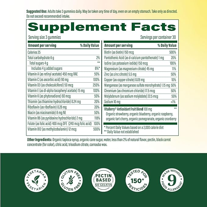 MegaFood Women’s Whole Body Multivitamin Gummies - Multivitamin For Women With Vitamin C, Magnesium Citrate, Vitamin D3, Folate, Biotin & Zinc - Brain, Heart & Immune Support - 90 Gummies, 30 Servings