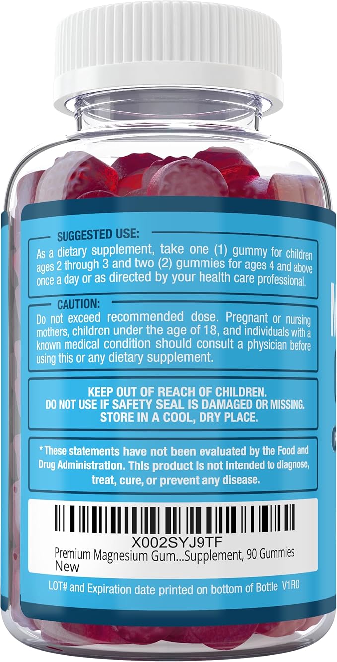 Purely Optimal Magnesium Citrate Gummies for Kids & Adults - Delicious Cherry Flavor - Sleep, Calm & Digestive Support, Relaxation, Muscle Health - Chewable Magnesium, Gluten-Free, Vegan - 90 Gummies