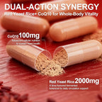 Red Yeast Rice 2000mg with CoQ10 100mg - Citrinin Free Heart Health Supplement with Citrus Bergamot & Hawthorn - Supports Healthy Cholesterol Levels - Vegan, Non-GMO Capsules 120 Counts