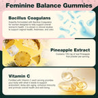 Feminine Balance Gummies - Premium Balance Gummies for Women's pH Health, Feminine Gummy for Immune & Energy Support, Vegan, Gluten-Free, Hawaiian Pineapple, 60 Count