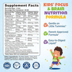 Kids Focus and Attention Supplements with Phosphatidylserine, L-Theanine, Omega-3 & Magnesium Glycinate - Kids Brain Vitamins Liquid Drops - Supports Concentration, Memory, Sleep & Mood, Strawberry