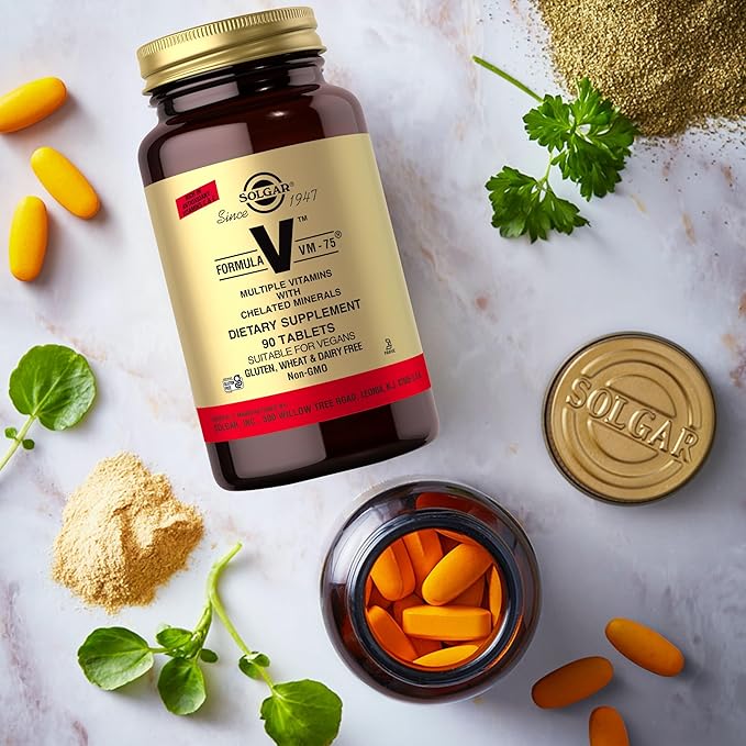 Solgar Formula VM-75, 90 Tablets - Multivitamin with Chelated Minerals - Vitamin A, B6, B12, C, D, E - Biotin, Magnesium, Calcium, Iron, Zinc - Vegan, Gluten Free, Dairy Free, Kosher - 90 Servings