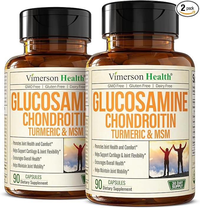 Glucosamine Chondroitin MSM – Joint Support Supplement for Women and Men with Glucosamine Sulfate 1500 mg, Chondroitin and MSM – for Cartilage, Joint Health and Flexibility – 2 Pack