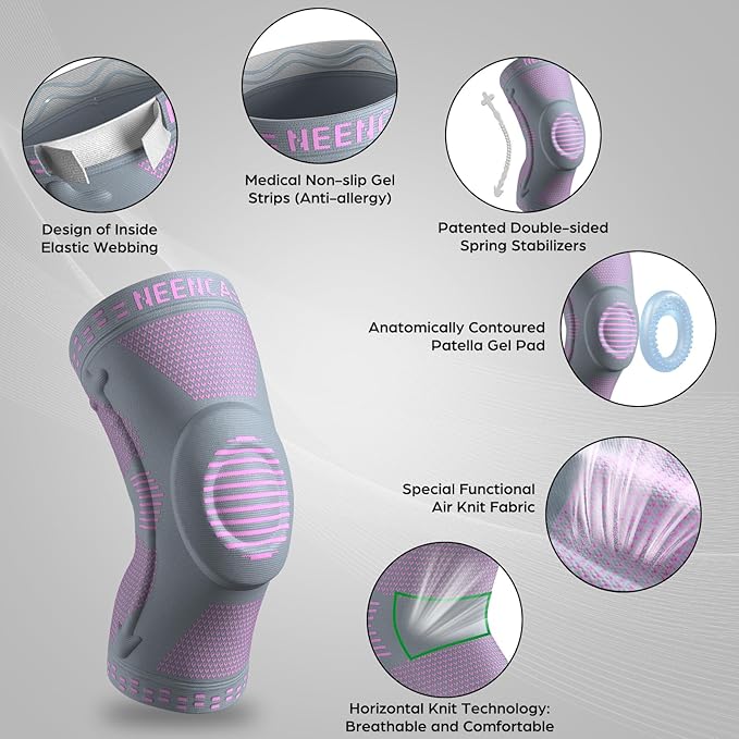 NEENCA Professional Knee Brace for Pain Relief, Medical Knee Support with Patella Pad & Side Stabilizers, Compression Knee Sleeve for Meniscus Tear, ACL, Joint Pain, Runner, Workout - FSA/HSA APPROVED