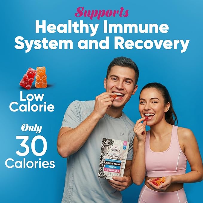 E&H Farms Sleep Mushroom Gummies for Focus & Energy - Prebiotic & Functional Mushrooms with Lion's Mane, Reishi, Cordyceps & Ashwagandha - Low Calorie Daily Vegan Supplement Gummies - 90 Mixed Flavor