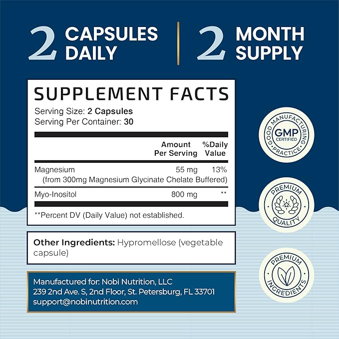 Complete Sleep Support | Myo Inositol + Magnesium Glycinate | Restful Sleep & Relaxation Support | 1100MG Complex | Melatonin-Free, Non-GMO | Inositol Supplement with Magnesium-Glycinate | 60 Ct