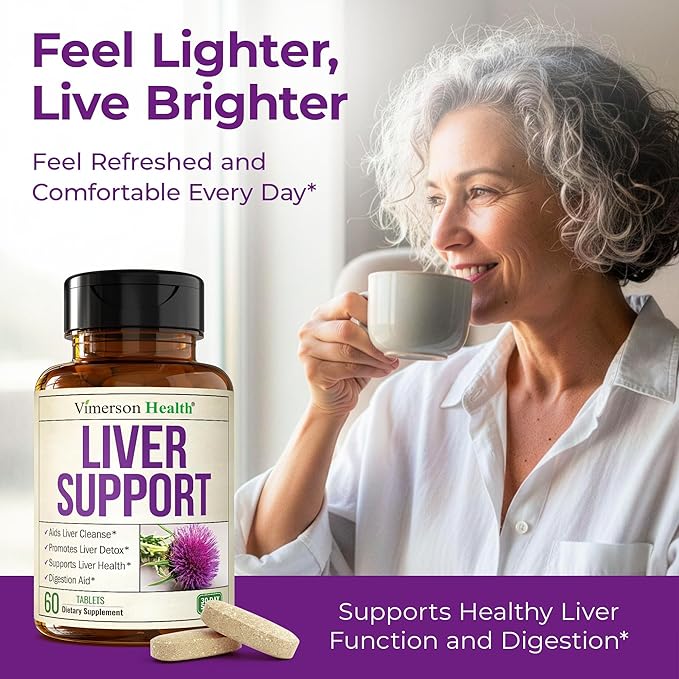 Vimerson Health Liver Cleanse Detox & Repair - Milk Thistle Supplement with Silymarin, Dandelion Root, Artichoke & Zinc for Liver Support, Digestion, Energy with Milk Thistle Extract, 60 Tablets