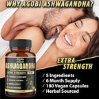 5in1 Premium Ashwagandha Capsules - Added Turmeric, Rhodiola Rosea, Ginger, Black Pepper - 180 Caps for 6 Months
