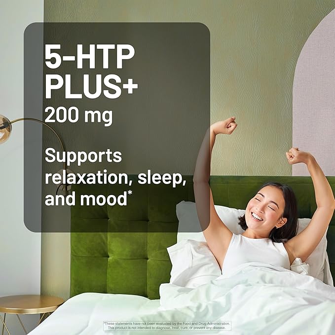 NatureWise 5-HTP 200mg Supplement from Griffonia Seeds with Cofactor Vitamin B6 - Mood Support and Natural Sleep Aid for Adults - Delayed-Release, Vegan - 30 Count[1-Month Supply]