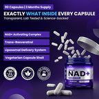PURE HEALTH MAX PHM NAD Resveratrol Supplement - 10,000mg Extra Strength | NAD+ Liposomal Supplements for Men and Women | NMN & NMNH Alternative | 90 Capsules, 1.5 Months Supply