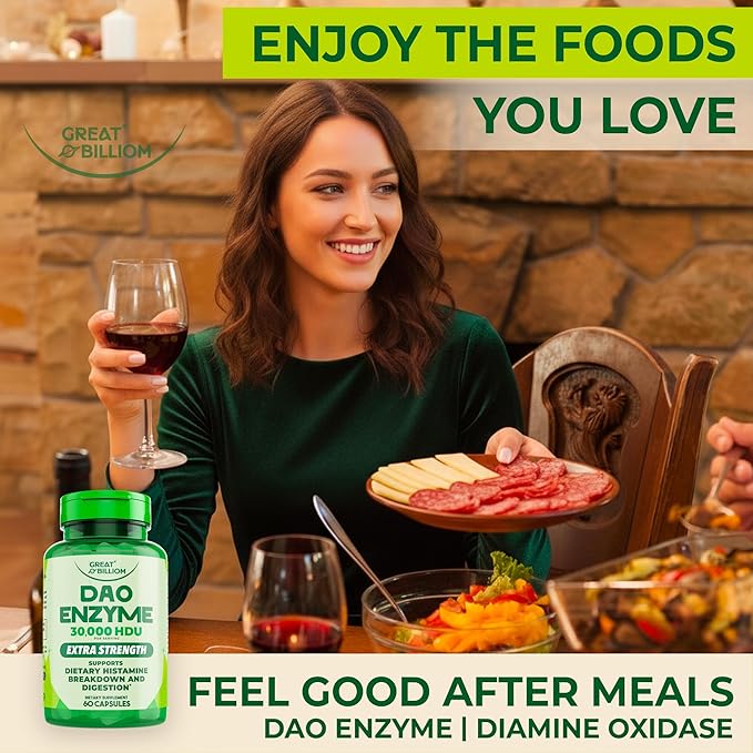 DAO Enzyme (Diamine Oxidase) - Digestive Enzymes for Women & Men - 30,000 HDU - Gut Health Supplements - Digestive Health Histamine Support - Enzymes for Digestion - 60 Capsules