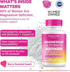 Pink Stork Magnesium Glycinate with Vitamin D - Magnesium Supplement for Women to Support Natural Calm, Mood, and Sleep - Hormone Balance for Women - 60 Capsules, Berry Essence, 1 Month Supply