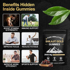 Himalayan Shilajit Gummies for Men & Women - No Added Sugar, 100% Natural & Organic with Ashwagandha, Gokshura, Fulvic Acid & 85+ Trace Minerals, Individually Wrapped, Non-GMO, 80 Gummy I Pouch