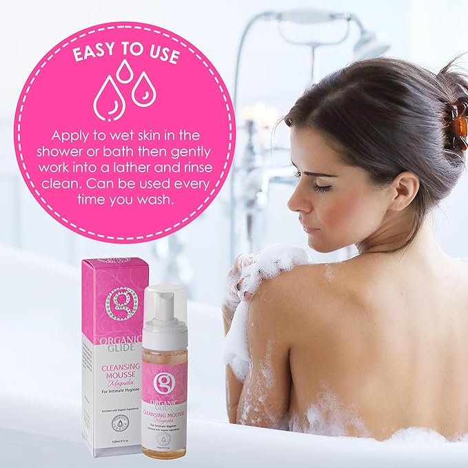 Organic Glide Feminine Body Wash 5 fl oz - Natural Cleansing Mousse with Unique Probiotic Support, pH Balanced, Gentle for Sensitive Skin & Intimate Areas, Refreshing Magnolia Scent (1-pack)