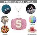 Cute Pill Organizer Small Bling Pill Case for Purse Medicine Vitamin Container Holder Daily Pill Box Container for Women Travel Medicine Kit(Letter S Pink)