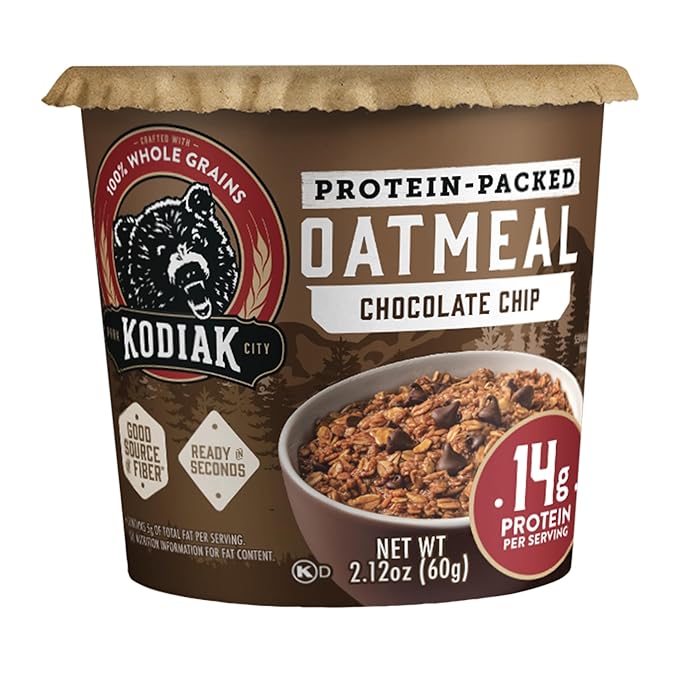 Kodiak Cakes Instant Protein Chocolate Chip Oatmeal in a Cup, 2.12oz (Pack of 12)