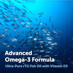 Micro Ingredients Supreme Omega-3 Fish Oil w/Ultra High EPA & DHA, Burpless Softgels | rTG Omega-3 with Vitamin D3 | Wild-Caught Cold Deep-Sea Fish | Lemon Flavor, Easy to Swallow, 120ct