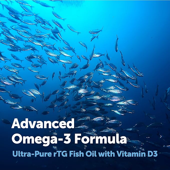 Micro Ingredients Supreme Omega-3 Fish Oil w/Ultra High EPA & DHA, Burpless Softgels | rTG Omega-3 with Vitamin D3 | Wild-Caught Cold Deep-Sea Fish | Lemon Flavor, Easy to Swallow, 60ct