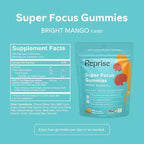 Focus Gummies for Adults | American & Korean Ginseng with Reishi Mushroom extracts | All Natural Gummies for Focus, Mood, and Energy | Mango Flavored | 45 Count