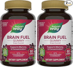 Nature's Way Brain Fuel, Supports Memory and Concentration*, Brain Function Support Supplement*, Clinically Studied Cognigrape®, Grape Flavored, 60 Gummies,(Pack of 2)