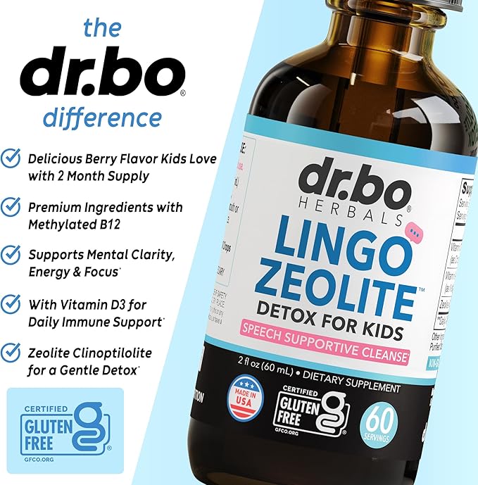 Zeolite Detox for Kids Lingo Drops - Natural Lingo Zeolite Drops for Kids Methylated B12 & D3 Advanced Clinoptilolite - Pure Extra Clinoptilolite Leap Liquid Detox Body Cleanse Supplement Ages 3+, 2oz