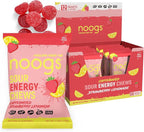 Noogs Sour Energy Chews, Strawberry Lemonade Caffeinated Electrolyte Energy Gummies, 50mg Green Tea Caffeine, Sour Candy Flavored Alternative to Running Gels, Vegan & Gluten Free, 12 Pack