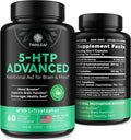 5 HTP Supplement for Mood Support - Made in USA - Natural Manganese & L-tryptophan Capsules - 5-HTP Booster for Men & Women - Proprietary Formula for Mood and Relaxation - 60 Vegan Capsules