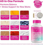 Pink Stork Postpartum Mood Support - Postnatal Hormone Balance for Moms - Breastfeeding Friendly - Stress & Cognitive Support, Postpartum Essentials - Ashwagandha, Chamomile, & Vitamin D, 120 Capsules