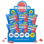 Shameless Snacks - Healthy Low Calorie Snacks, Low Carb Keto Gummies (Gluten Free Candy) - 6 Pack Red Raspberry Sour Scouts