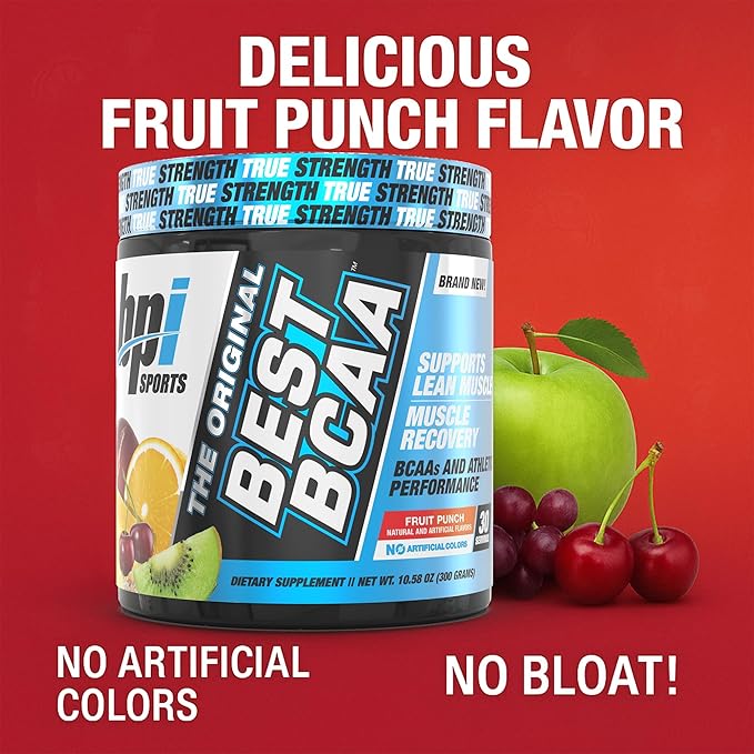 BPI Sports Best BCAA Powder - Muscle Recovery Support - Branched Chain Amino Acids | Building Blocks of Protein and Muscle - Post Workout Recovery – Hydration - Fruit Punch, 30 Servings